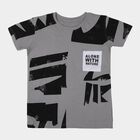 Boys Charcoal Cotton Round Neck Casual Half Sleeve T-Shirt, Charcoal, small