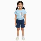 Girls Light Powder Blue Cotton Round Neck Casual T-Shirt, Light Blue, small