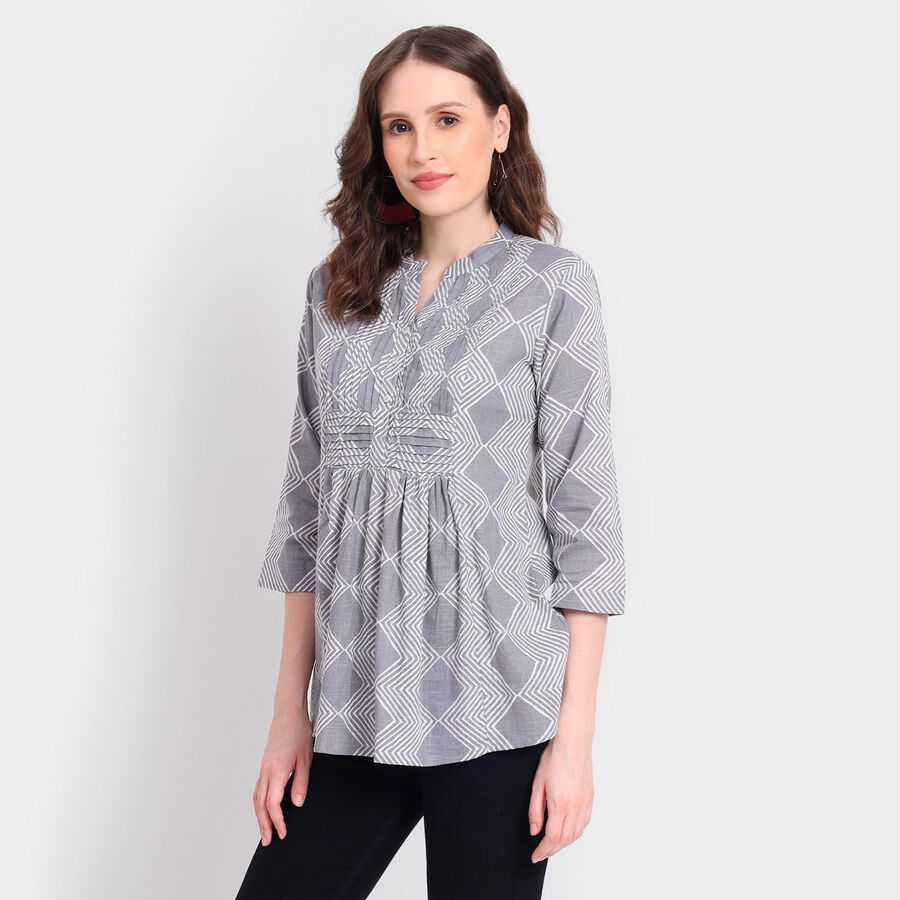 Ladies' 100% Cotton Kurta, हल्का ग्रे, large image number null