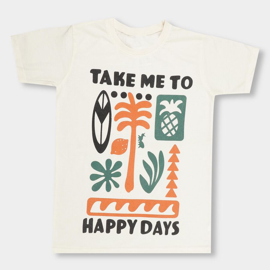 Boys' Half Sleeves T-Shirt, ऑफ व्हाइट, large image number null