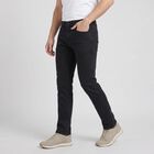 Men's Dark Grey Slim Fit Solid Jeans, गहरा ग्रे, small