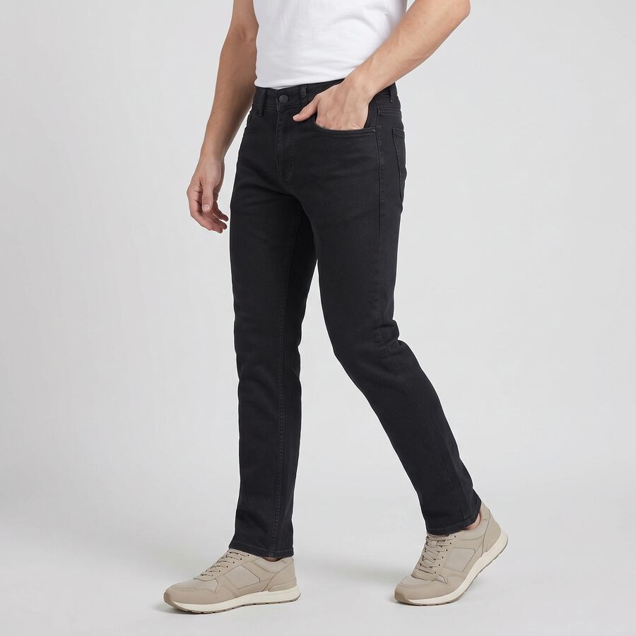 Men's Dark Grey Slim Fit Solid Jeans, गहरा ग्रे, large