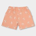 Girls' Peach Floral Printed Pull-Up Shorts, पीच, small image number null