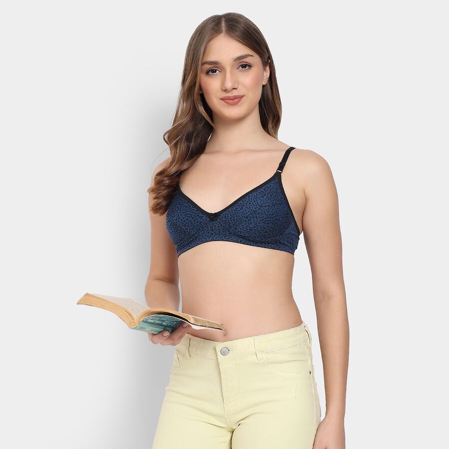 Ladies' 100% Cotton Non-Padded Bra, गहरा नीला, large image number null
