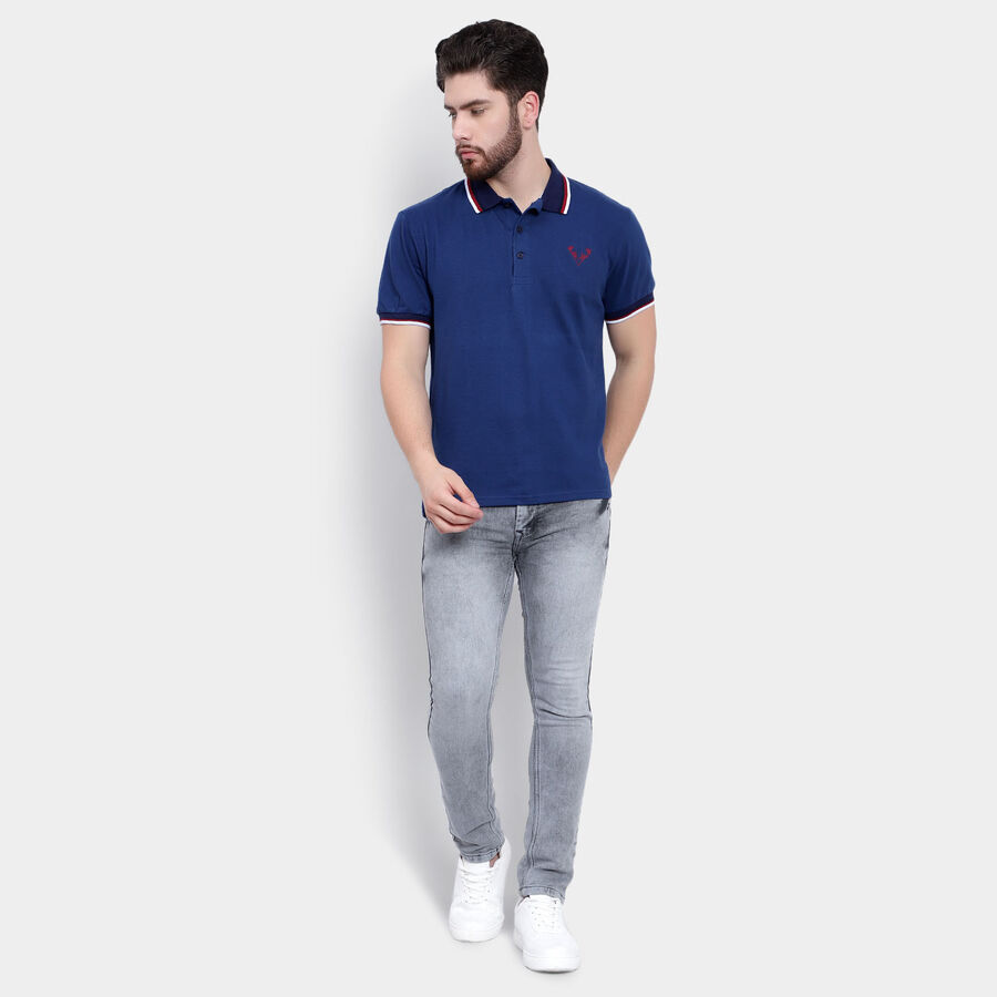 Solid Polo Shirt, Navy Blue, large image number null