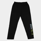 Boys' Black Straight Fit Graphic Printed Pyjama, काला, small