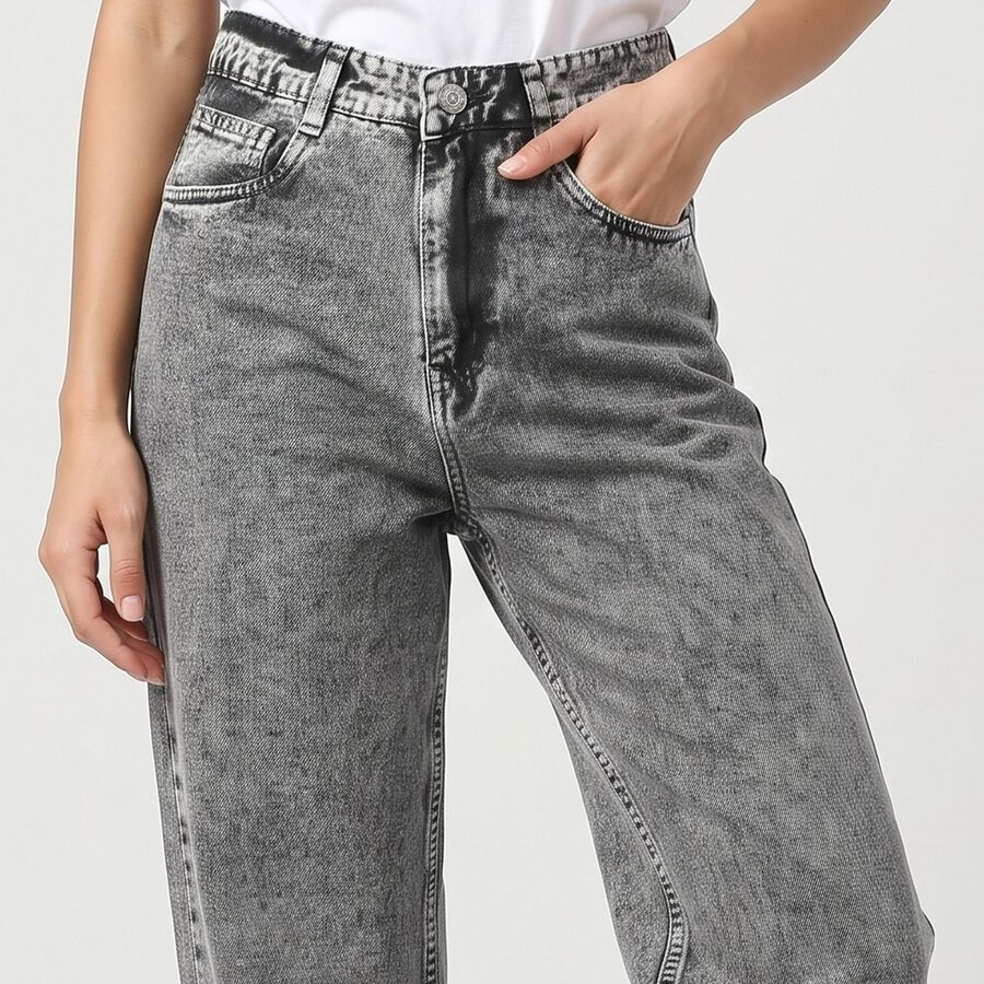 Women's Grey Washed Jeans, Light Grey, large