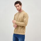 Men's Muted Beige Crew Neck Casual Sweatshirt, Beige, small image number null