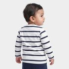 Infants White Cotton Round Neck Regular T-Shirt, White, small