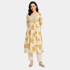 Women's Yellow Cotton Embellished Kurta Set Ethnic Set, Yellow, small