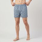 Men's Blue Relaxed Fit Checked Boxers, Light Blue, small