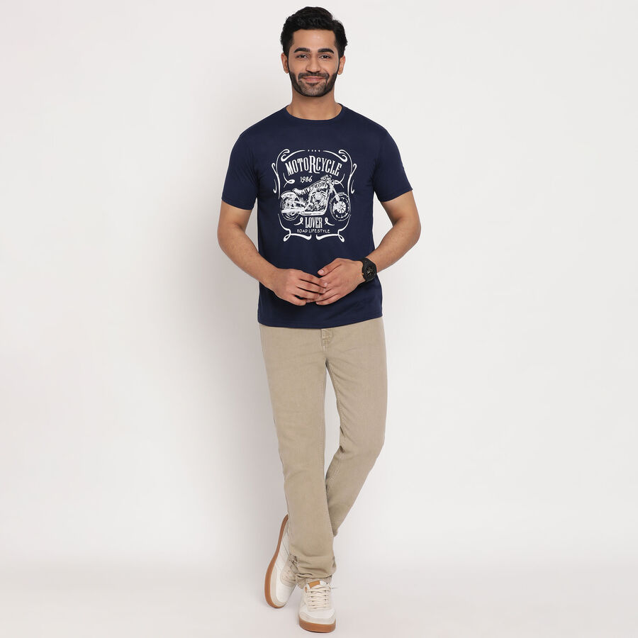 Round Neck T-Shirt, Navy Blue, large image number null