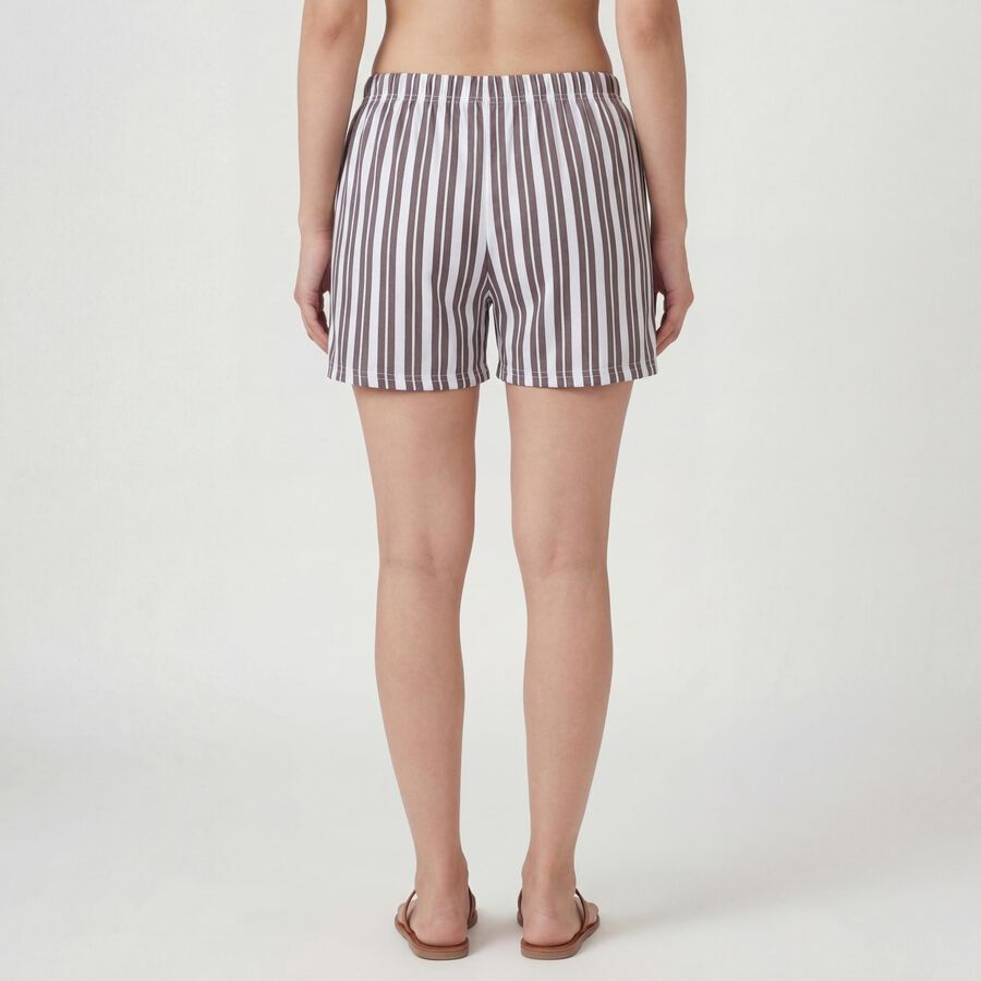 Women's Brown Cotton Blend Casual Shorts, Brown, large