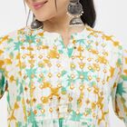 Women's Dark Green Cotton Round Neck Straight Kurta, गहरा हरा, small