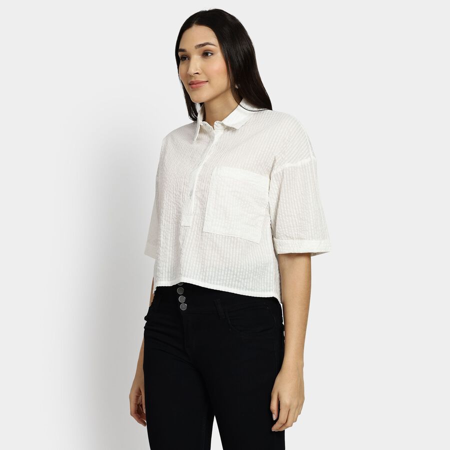 Ladies' 100% Cotton Shirt, ऑफ व्हाइट, large image number null