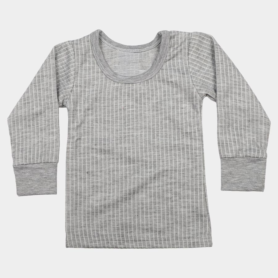 Girls Grey Long Sleeve Thermal, Melange Light Grey, large
