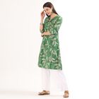 Women's Dark Green Round Neck Straight Kurta, गहरा हरा, small
