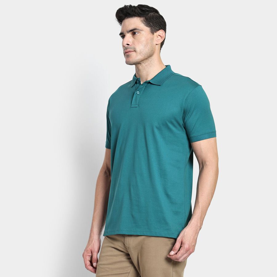 Men's 100% Cotton Collared Half Sleeves T-Shirt, गहरा हरा, large image number null