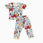 Boys' 100% Cotton Night Suit, सफ़ेद, small image number null