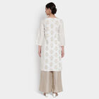 Printed 3/4Th Sleeves Kurta, Off White, small image number null