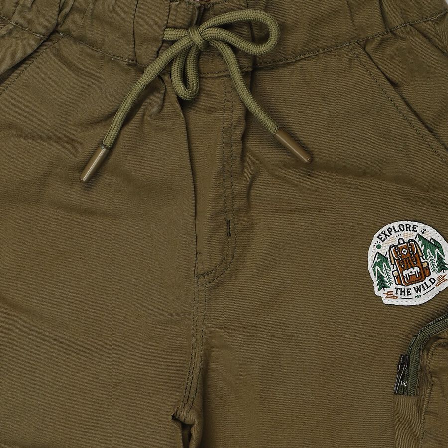 Boys' Olive Green Regular Fit Cargo Trousers, Olive, large