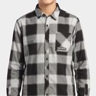 Boys Black Cotton Checked Shirt, Black, small