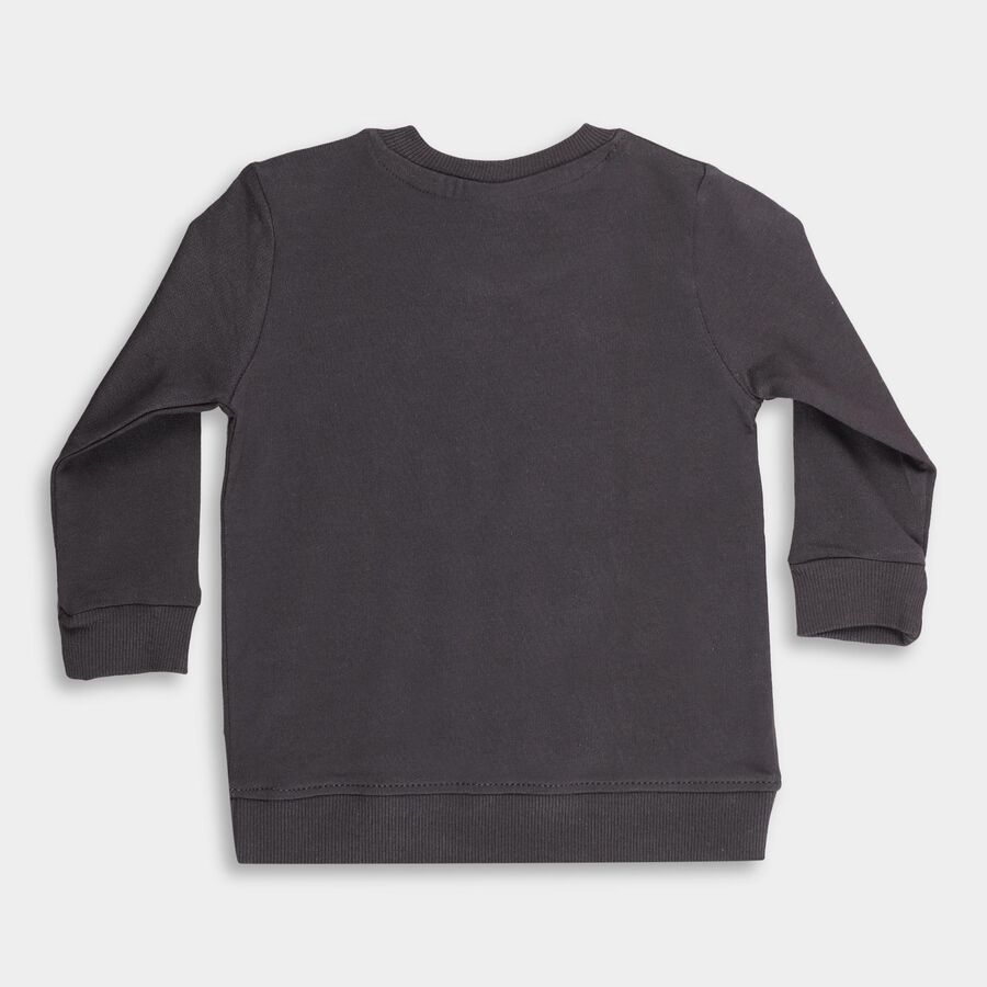 Infants' Dark Grey Cotton Crew Neck Casual T-Shirt, गहरा ग्रे, large image number null