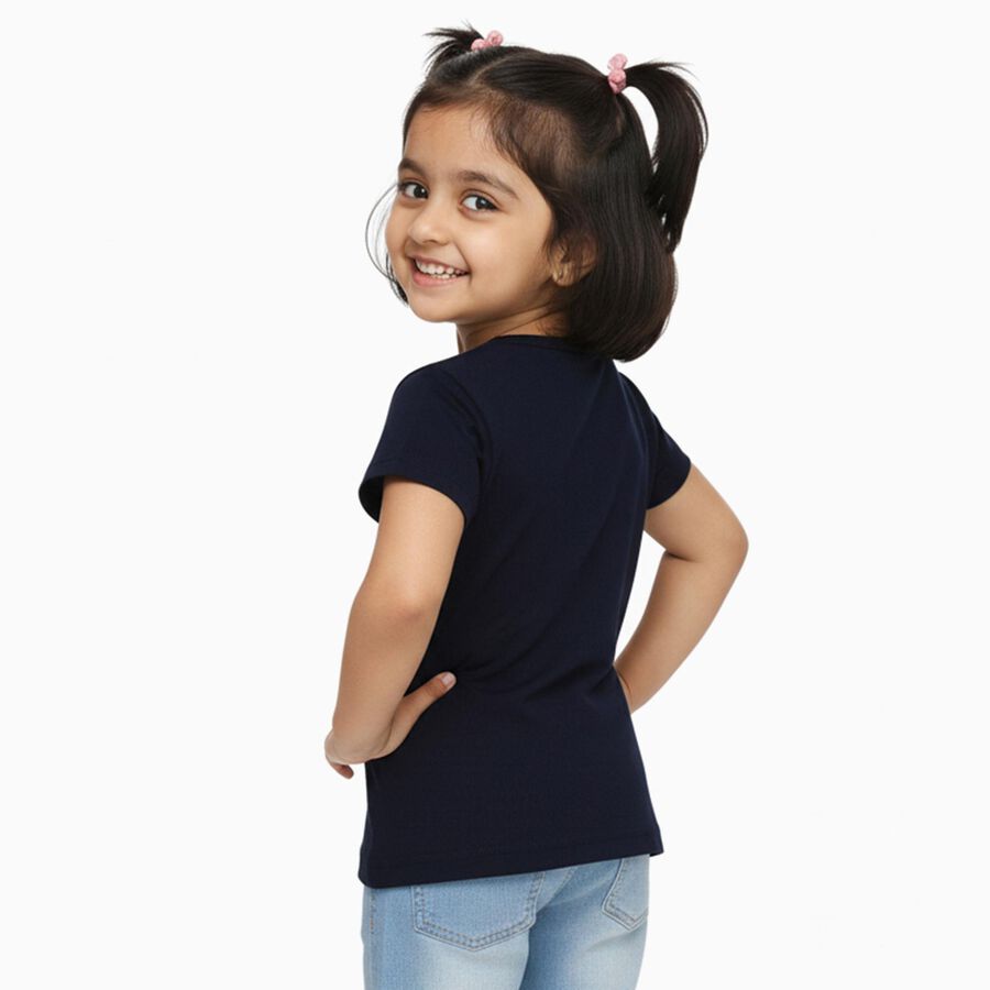 Girls' T-Shirt, नेवी ब्लू, large image number null