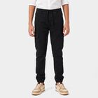 Boys Black Cargo Fit Utility Jeans, काला, small