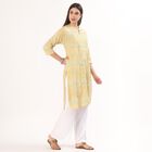Women's Yellow Round Neck Straight Kurta, पीला, small