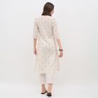 Women's Eggshell White Cotton Round Neck Embroidered Kurta, ऑफ व्हाइट, small image number null