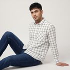 Men's White Cotton Long Sleeves Spread Collar Shirt, White, small