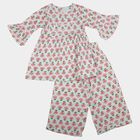 Girls Light Blue Round Neck Co-ord Set Upper and Bottom Set, Light Blue, small