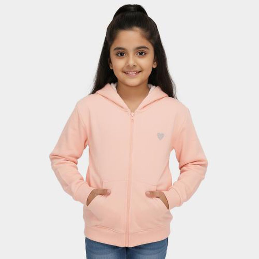 Girls' Sweatshirt, गुलाबी, large image number null