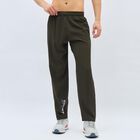 Men's Deep Olive Green Regular Fit Logo Printed Track Pants, Olive, small