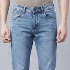Men's Blue Slim Fit Stretchable Jeans, Mid Blue, small