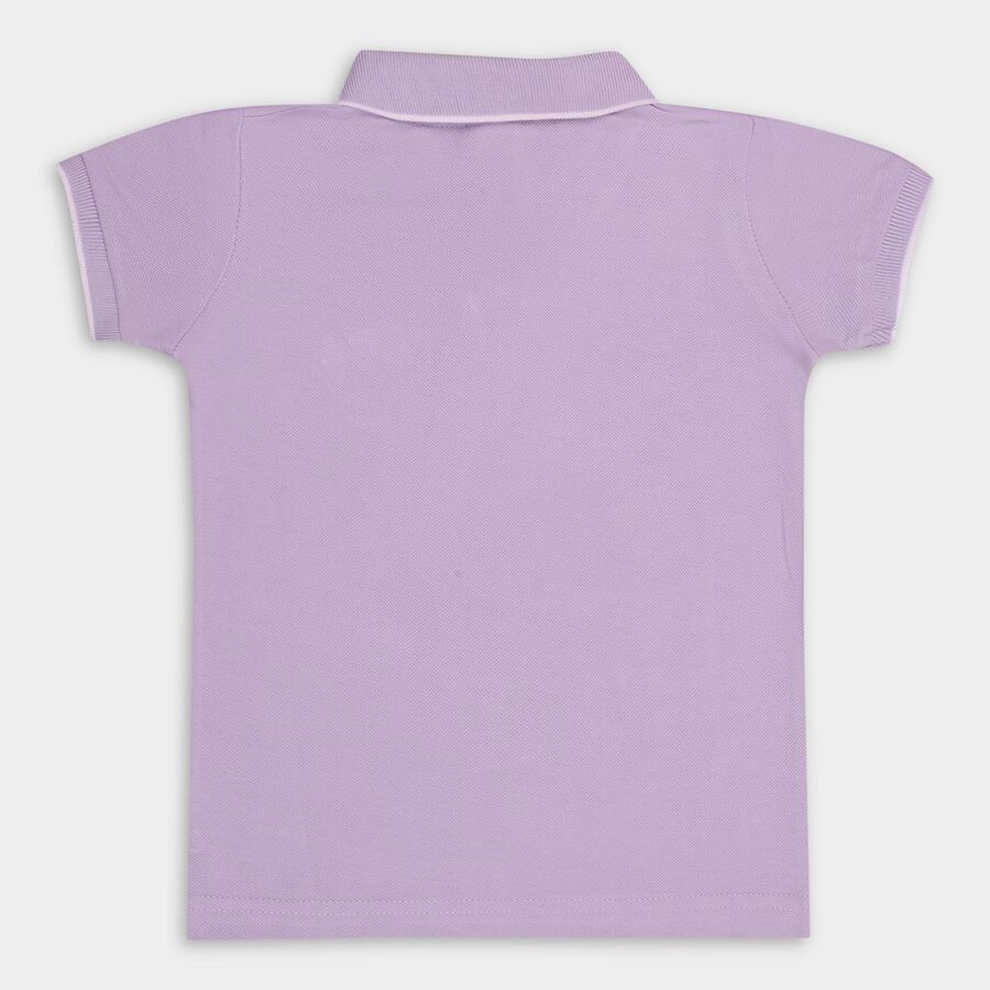 Boys' Soft Lavender Purple Polo Neck Half Sleeve T-Shirt, लाइलेक, large image number null