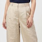 Women's Beige Wide-Leg Pleated Trousers, Beige, small