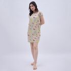 Women's Light Beige Round Neck Casual Nighty, Beige, small image number null