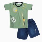 Boys' Light Green Cotton Round Neck Sports Printed Baba Suit, Light Green, small image number null
