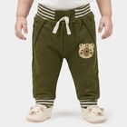 Infants Olive Green Jogger Animal Patch Cotton Blend Pyjama, ओलिव, small