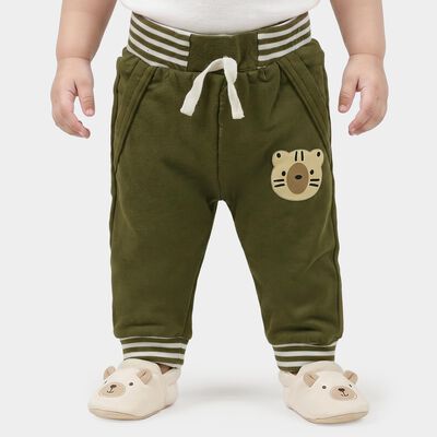 Infants Olive Green Jogger Animal Patch Cotton Blend Pyjama