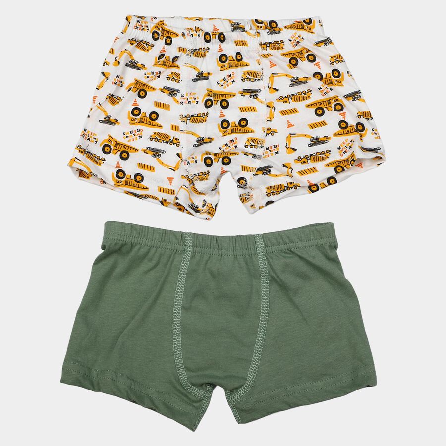 Boys Olive Green Regular Fit Solid Trunks, Olive, large