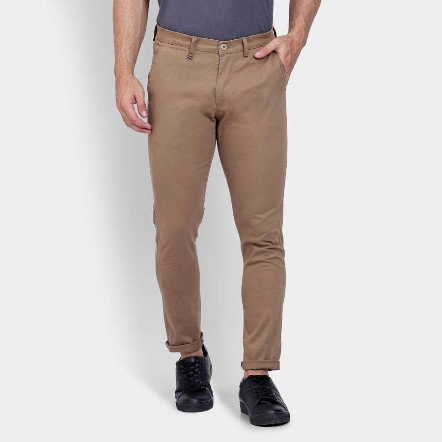 Men's Slim Fit Casual Trousers , Khaki, large image number null