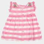 Infants' Pink Cotton Casual Frock, Pink, small