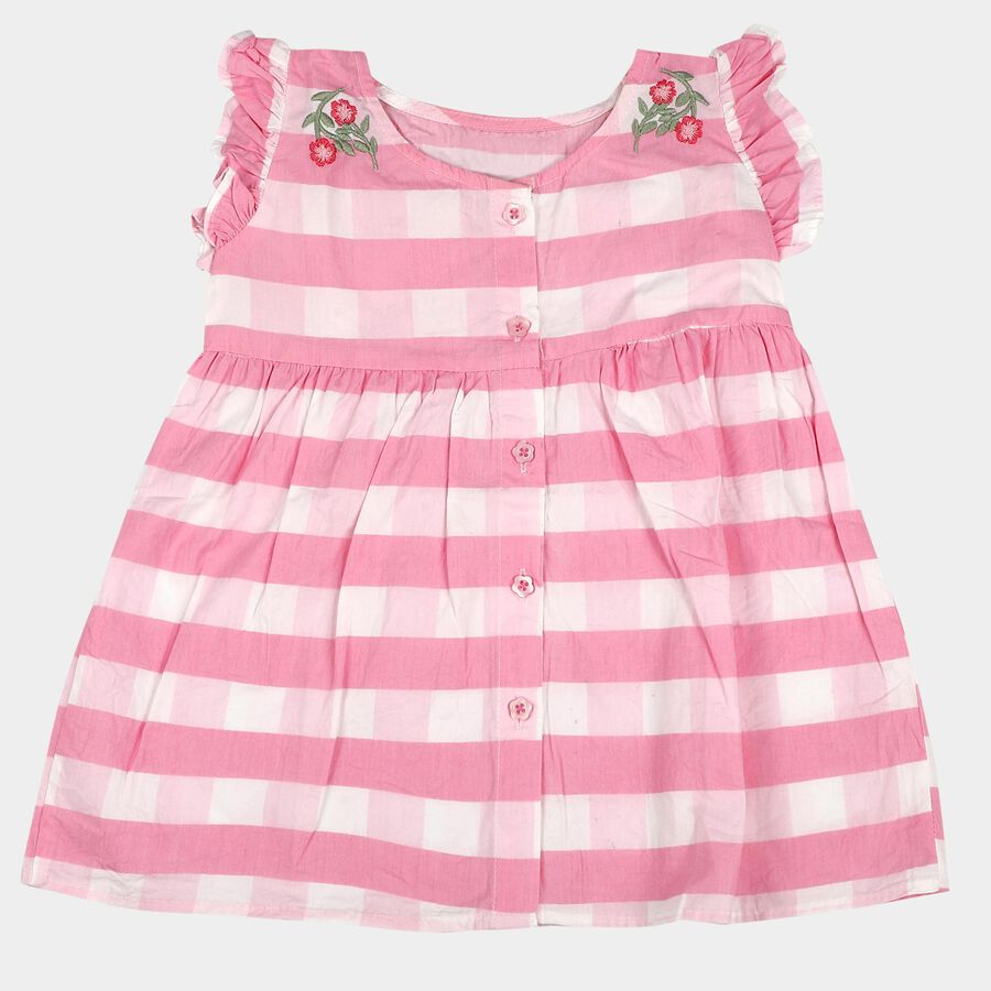 Infants' Pink Cotton Casual Frock, Pink, large