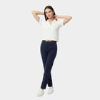 Women's White Polo Neck Polo T-Shirt, ऑफ व्हाइट, small