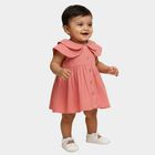 Infants' Soft Pink Cotton Peter Pan Collar Sleeveless Frock, हल्का गुलाबी, small