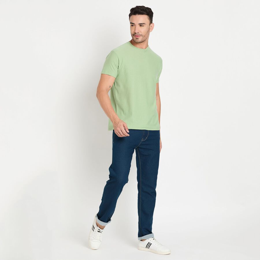 Men's Round Neck Half Sleeves T-Shirt, हल्का हरा, large image number null