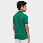 Boys' Green Round Neck Casual T-Shirt, गहरा हरा, small